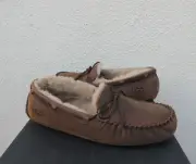UGG TAN OLSEN LEATHER/ SHEEPWOOL MOCCASIN SLIPPERS, MEN US 13/ EUR 46 ~NIB