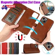 For iPhone 16 15 14 13 12 11 Pro Max 87 Flip Leather Case Removable Wallet Cover