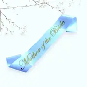 White Mother of the Bride Fabric Sash - Gold Glitter Print
