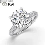 Round Solitaire Labgrown Diamond Engagement Ring 14k White Gold 4.00 Ct D VS1