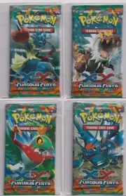 Pokémon TCG XY Furious Fists Booster Pack Complete Art Set 4 Pack Factory Sealed