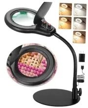 10X Magnifying Glass with Light and Stand, Flexible Gooseneck LED Lighted Desk