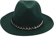 [WATIIFUFU] 1pc Fashionable Men Fedora Hat Fedora Brim Hat Fedora Jazz Hat Dark Green