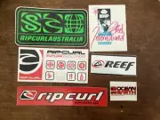 6 x VINTAGE RIP CURL , REEF , OCEAN & EARTH ADVERTISING PROMO STICKERS