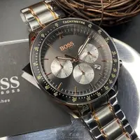 在飛比找ETMall東森購物網優惠-BOSS手錶, 男錶 44mm 銀黑色圓形精鋼錶殼 槍灰色三
