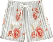 [RPLIFE] Swimming Shorts for Boys, Anti Chafe Swim Trunks for Boys 2 T, Flowers Stripes