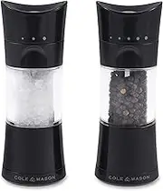 Cole & Mason Harrogate Black Salt and Pepper Grinder Set, Adjustable Ceramic Mechanism, Inverta, ABS Plastic, 154 mm, Gift Set, includes 2 x Salt and Pepper Mills