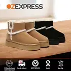 EVERAU® UGG Boots Women Sheepskin Wool Shearling Lined Ankle Schunck Platform