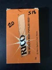 New Rico Baritone Saxophone Sax reeds Strength 1.5 in open box (20 Reeds) -S18