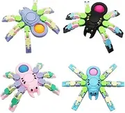 Fidget Spinners, Transformable Chain Spider Fingertip Toy, Gyro Fidget Sensory Toys, Stress Relief Fidget Toy for Kids Adult, Pinata Goodie Bag Stuffers Birthday School Gift (4 Pack)