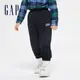 Gap 男幼童裝 Logo束口鬆緊棉褲 碳素軟磨法式圈織系列-黑色(890292)