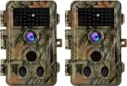 2-Pack Game &Trail Cameras Night Vision 48MP 1296P No Glow Hunting Cameras 75ft
