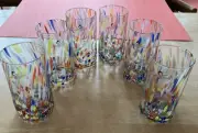 Arte di Murano Alessandro Coppola 6 Indented High Ball 16 Oz Glasses Italy