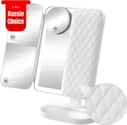 KAPASKI Rechargeable Trifold Makeup Mirror 74 LED Lights Dimmable Magnifyin
