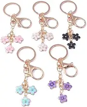 [LINXI] 5 Pack Flower Keychain Key Chains Women Cute Keychains For Women Backpack Keychain Purse Pendant Bag Keyring Decorations Aesthetic Keychain Accessories, Multi
