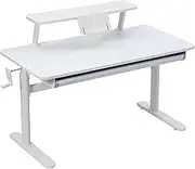 Versatile Children's Adjustable Study Desk with Detachable Bookshelf - Height-Adjustable [47" x 23"] Workstation for Kids - Tilting Desktop, Storage Drawer, Ergonomic Design,White