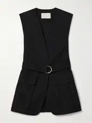 [Ulla Johnson] Ulla Johnson - Twyla Belted Cotton And Tencel™ Lyocell-blend Twill Vest - Black - small small Black