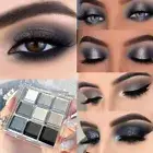 Sombras De Ojos Profesional Eyeshadow Palette 9 Colors Cold Tinted Matte Black A