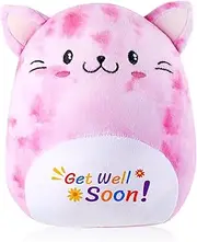 Get Well Soon Gift Cat Plush Cow Stuffed Animal Hug Pillow Sympathy Gift Get Well Toy Gifts for Kids Boys Girls Women(Cat)
