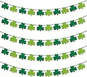 St Patricks Day Decorations 5 Pack Shamrock Clover Felt Banner Garland for St Patricks Day Decor Dark Green Light Green for Party Home Store