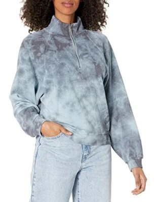 Lucky Brand Women's Sueded Fleece Half Zip - Midnight Tie Dye LArge NWT!!