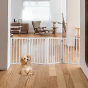4 Panel 61cm Petzly Pet Gate Dog Fence Safety Barrier Security Door White