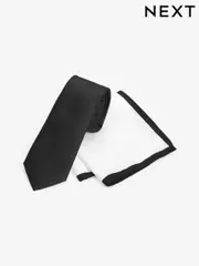 Black/White Slim Tie And Pocket Square Set (A41166) | $29