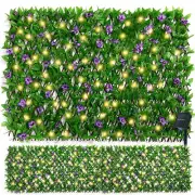 AU Solar Light String Artificial Ivy Garden Panel Hedge Fence Leaf_#