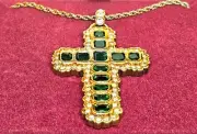 Camrose & Kross Jacqueline Kennedy Emerald Swarovski Crystal Cross Necklace JBK