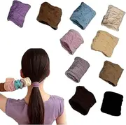 10pcs High elasticity Bold Wide Edge Braided Hair Ties Feel Textured Fabric Covered Elastics in Ponytail Holders for Women Girls