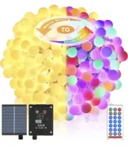 55FT Solar Color-Changing Timer String Lights Solar Gazebo Patio Waterproof