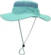 [uxcellmo] Outdoor Men Women Mesh Wide Brim Anti-UV Sun Protection Fishing Hiking Foldable Hat Cap (Sky Blue)