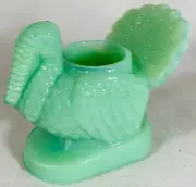 Turkey Toothpick Holder - Jade Jadeite Jadite Green Glass - Mosser USA