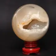 1751g Natural Agate Geode Sphere Crystal Ball Reiki Healing Energy Decoration
