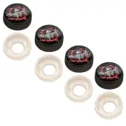 4 Black Custom License Plate Frame Screw Snap Caps Covers Skeleton FU Rip