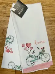Envogue Valentine’s Day Pink Heart Ballon’s Bike Dish Towels Kitchen Set Of 2