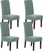 Smarcute Dining Chair Covers Stretch Removable Washable Chair Covers Chair Protector Home Decor Spandex Jacquard Dining Chair Protector Cover for Dining Room Set of 4, Sage