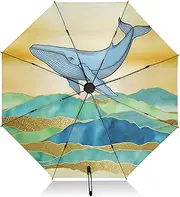 [RPLIFE] Umbrella, Auto Open Close Umbrella Compact Windproof, Compact Size for Backpacks/Handbags - for Travel, Blue Whale