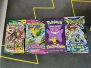 Pokemon 4 Sealed Booster Packs Fusion Brilliant Evolving skies Trick Or Trade