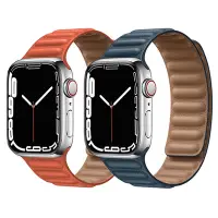 在飛比找Yahoo奇摩購物中心優惠-IN7 皮革鏈式 Apple Watch磁吸回環錶帶 App