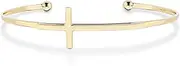 [Miabella] 925 Sterling Silver Italian Adjustable Cross Polished Open Cuff Bangle Bracelet for Women 7.25-7.5 Inch 18K Yellow Gold Plated or Silver Made in Italy