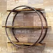 Rustic Industrial 80cm Round Wall Shelf Unit with Metal Brackets Floating Decorative Shelving for Bedroom Living Room Kitchen Office Included Hardware for Easy Installation