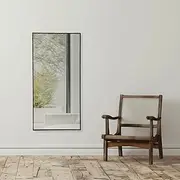 Modern Black Rectangular Full Length Mirror 60x120cm Aluminium Alloy Frame Minimalist Design Bedroom Bathroom Entryway Home Décor