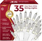 Clear Warm White Christmas Tree Lights-6.3' String of 35 Incandescent Mini Bulbs
