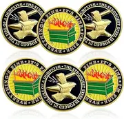 6 Pcs Dumpster Fire Challenge Coin Funny Desk Accessories Hilarious Coworker Go Away Token Hilarious Medallion Inspirational Office Gifts Staff Appreciation Gifts for Men Women