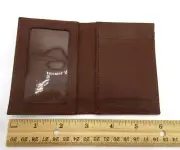 Allen Edmonds Leather Fold-over Card Case w ID Window Crafted in AMERICA BROWN
