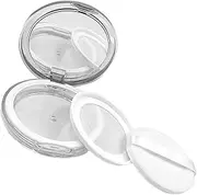 harayaa Loose Powder Container with Powder Puff Mirror Reusable DIY Refillable Makeup Jar 3G Empty Makeup Powder Case for Table Travel, Silver