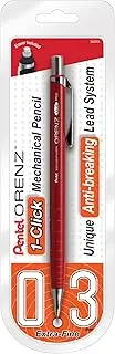 Pentel Orenz Mechanical Pencil 0.3Mm Extra Fine Line, Red Barrel, Pack of 1 (PP503BP)