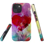 For iPhone 15 Case, Shielding Cover, Heart Painting