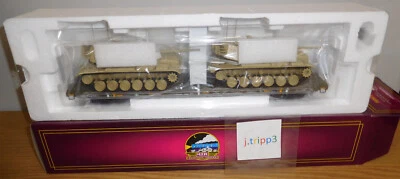 MTH 20-92285E U.S. ARMY DESERT 60' FLAT CAR O SCALE TRAIN 2 M60 TANKS MILITARY